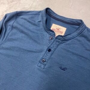 Y2K Hollister Mens Medium Henley Long Sleeve Shirt Seagull Logo Vintage Surf